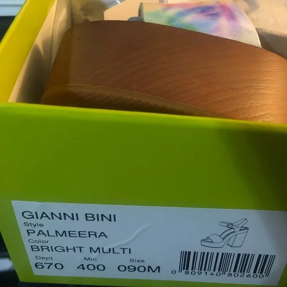 Gianni Bini NEW IN BOX Palmeera Platform Block Heel Sandals 🌈BRIGHT MULTI SZ 9 - Picture 6 of 6